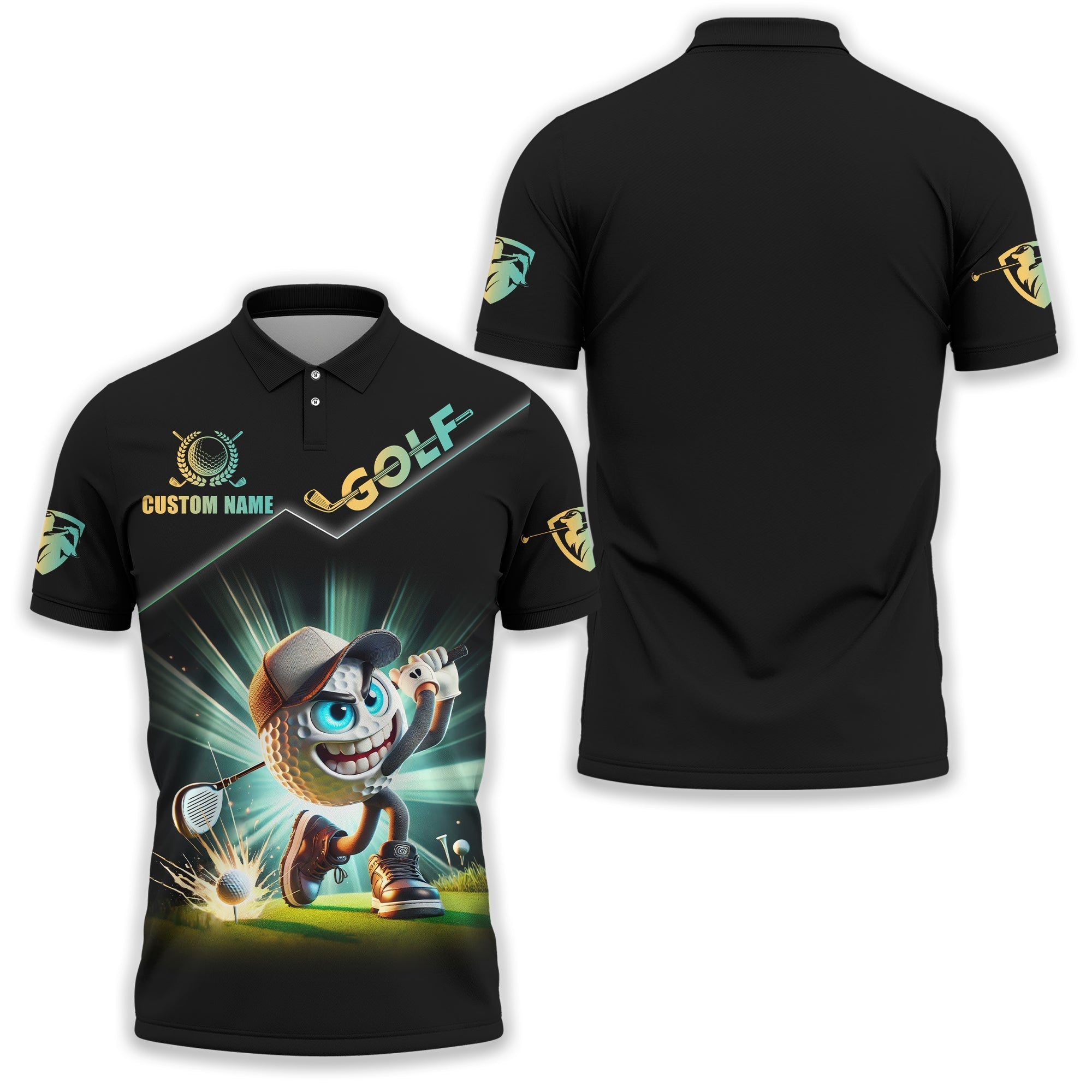 Funny Golf Ball, Custom Funny 3D Men's Golf Polo ShirtGolfing Apparel, Gift For Golfers