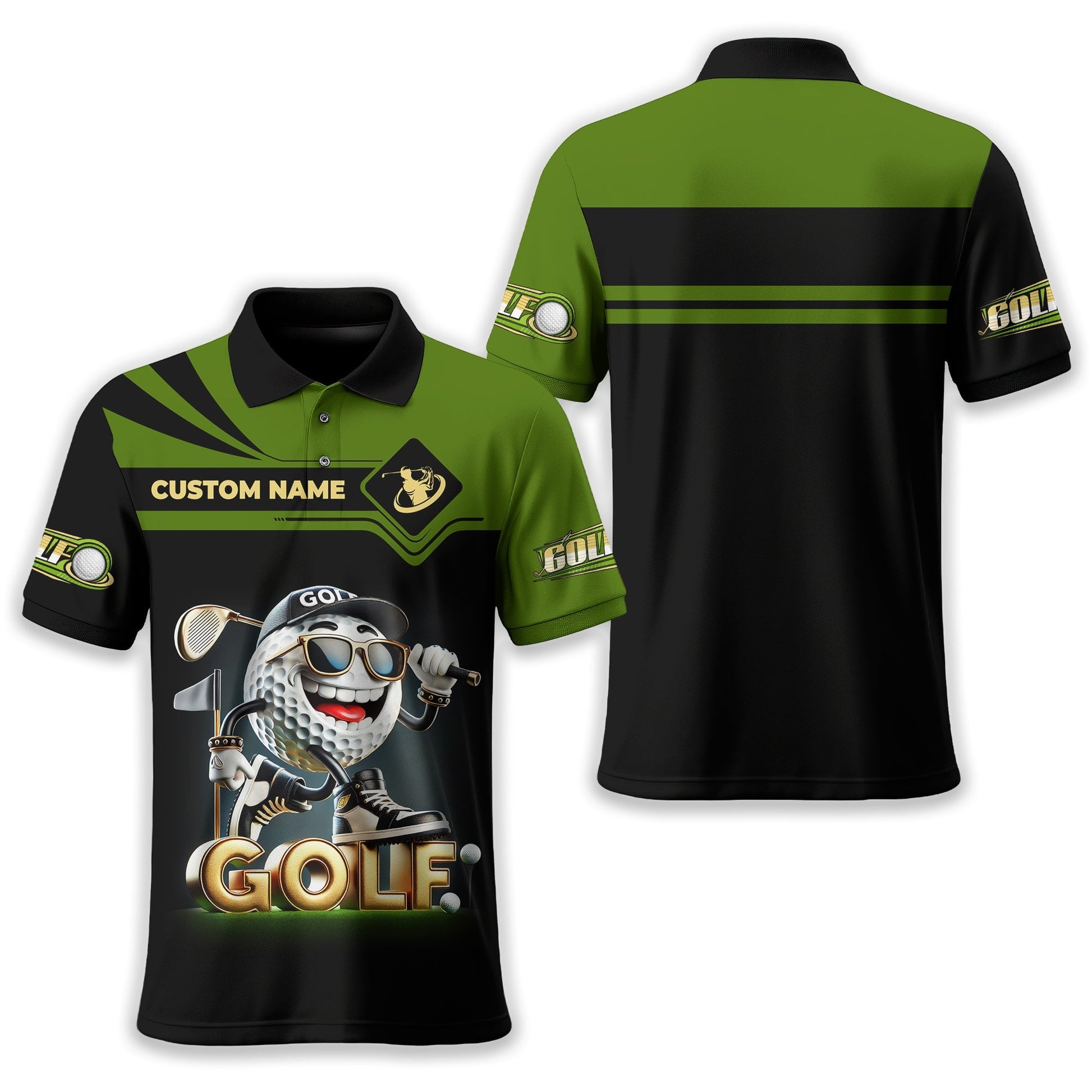 Funny Golf Ball Shirt, Custom Men's Golf Polo Shirtolfing Apparel, Funny Golf Polos, Gift For Golfers