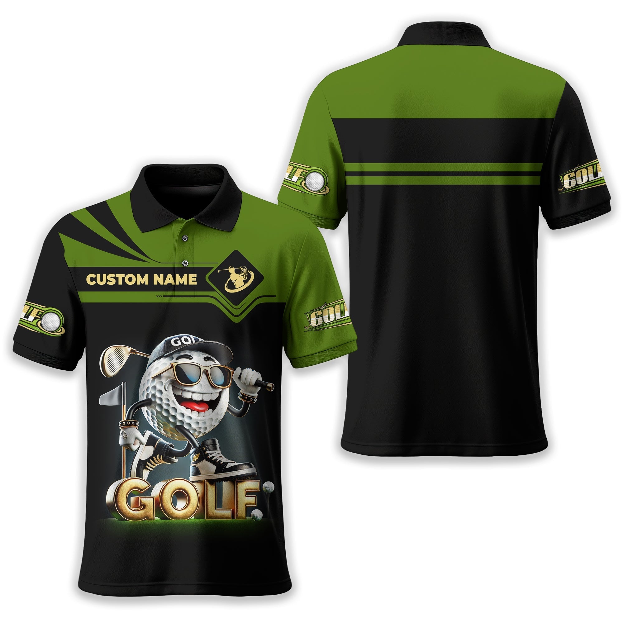 Funny Golf Ball Shirt, Custom Men's Golf Polo Shirtolfing Apparel, Funny Golf Polos, Gift For Golfers