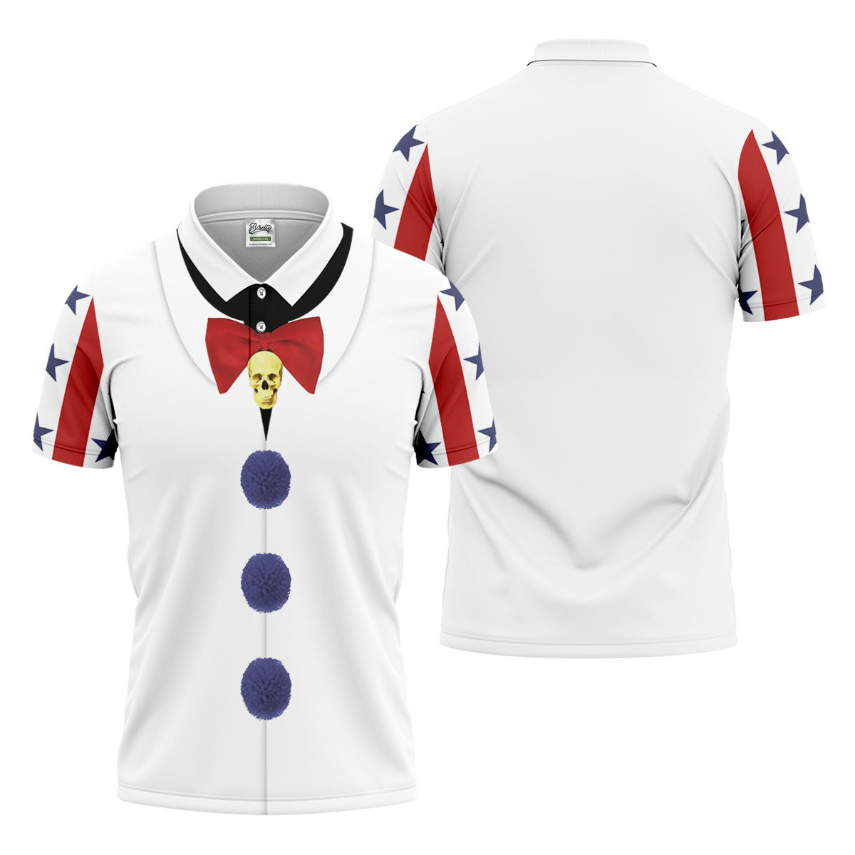 Creepy Clown Horror Cosplay Fun Golf Shirts For Men, Funny Halloween Polo ShirtFor Men, Cool Golf Gift