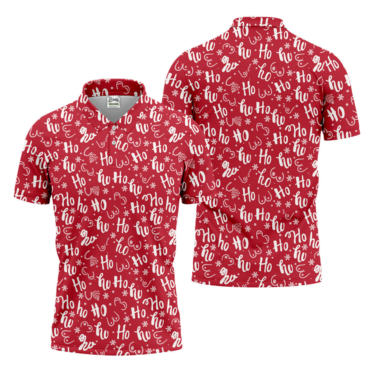 Funny Red Xmas Golf Tops For Men, Men's Funny Golf Shirts, Christmas Golf Gift, Polo ShirtFor Men