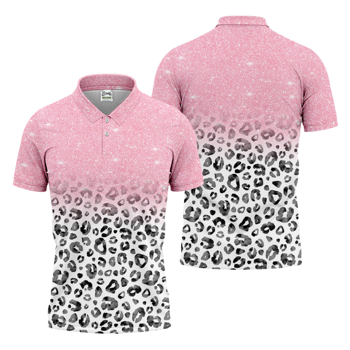 Pink Leopard Men's Golf Shirt, Pink Golf Shirt, Breast Cancer Awareness Shirt, Golf Shirts For Men