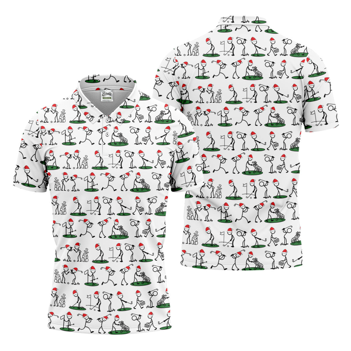 Funny Stickman Golf Pose Christmas Golf Shirt, Unique Gift For Golfer, Polo Shirts For Men