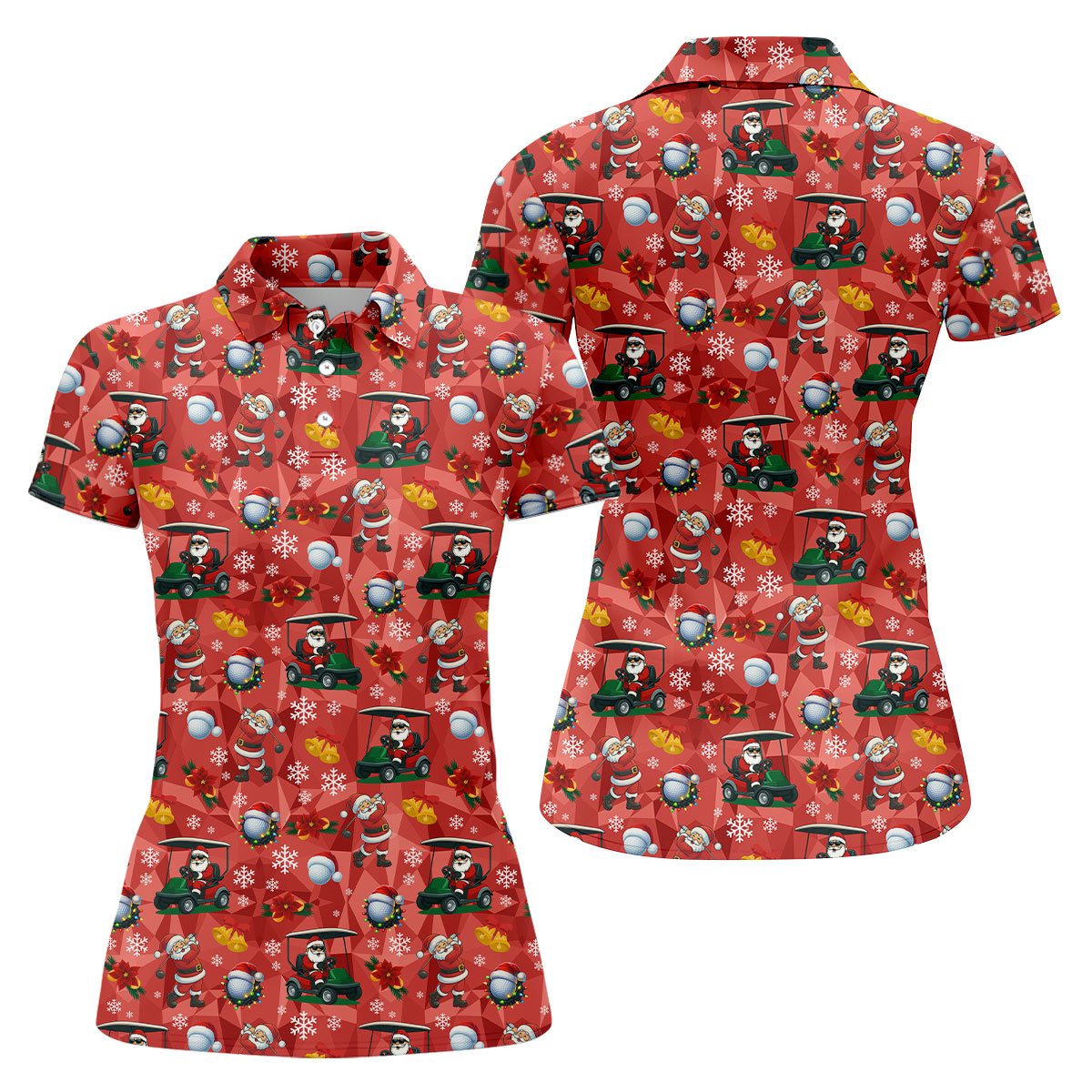 Santa Christmas Red Golf Shirt, Ladies Golf Tops, Cute Golf Outfit, Christmas Golf Shirt, Ladies Golf Polos
