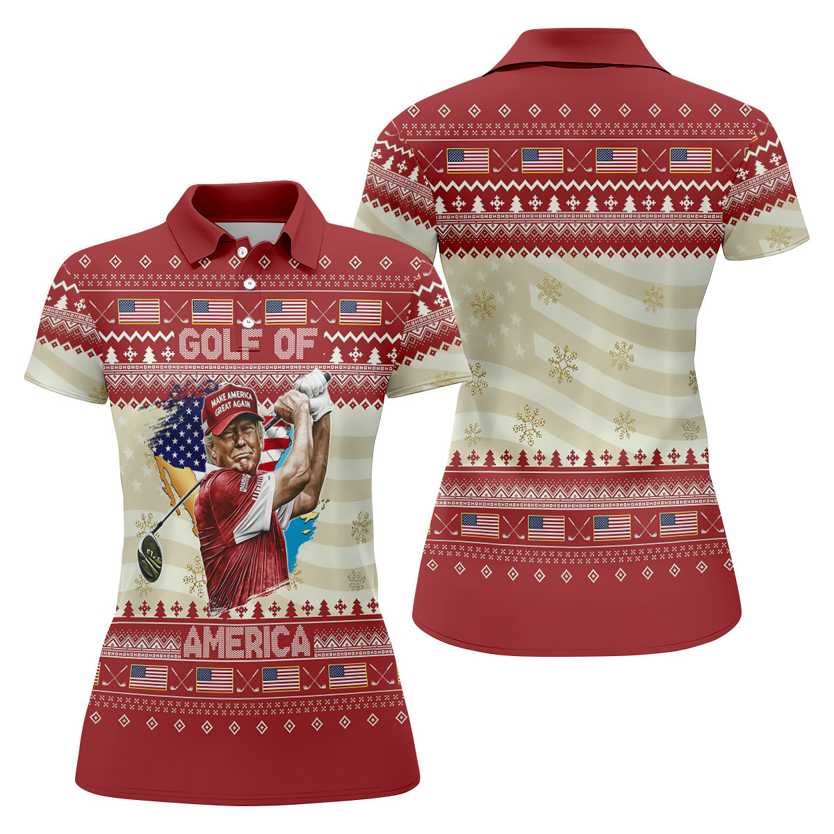 Trump Golf Of America Christmas Golf Shirt Ladies Pink Golf Shirt, Womens Golf Polo Shirt Womens Golf Tops
