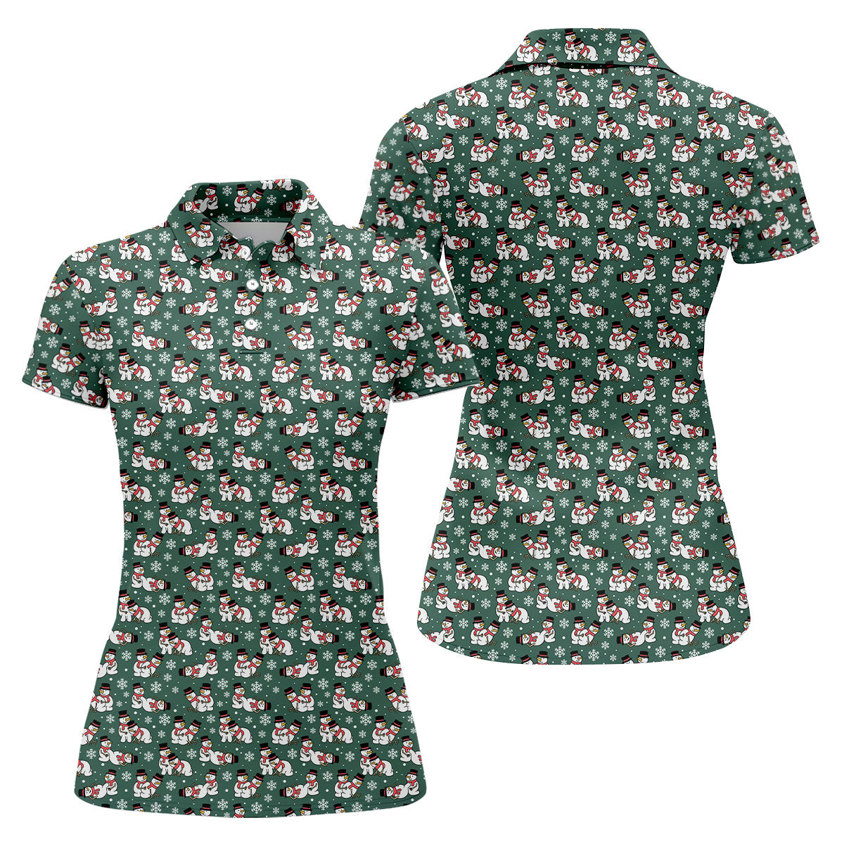 Naughty Snowman Green Golf Shirt, Christmas Golf Shirt, Fun Women's Golf Shirts, Ladies Golf Polos