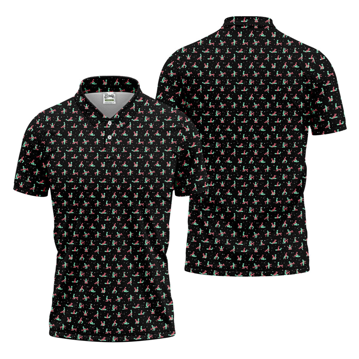 Naughty Couple Snow Pattern Christmas Golf Shirt, Fun Golf Shirts For Men, Golf Gift For Him, Polo ShirtFor Men