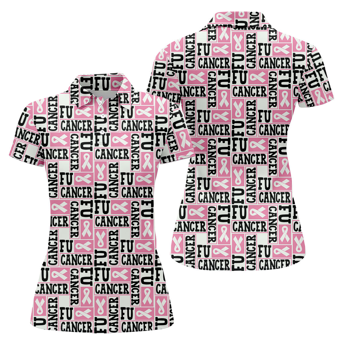Fu Cancer Funny Women Golf Shirt, Breast Cancer Awareness Shirt, Pink Golf Shirt, Golf Shirts For Women