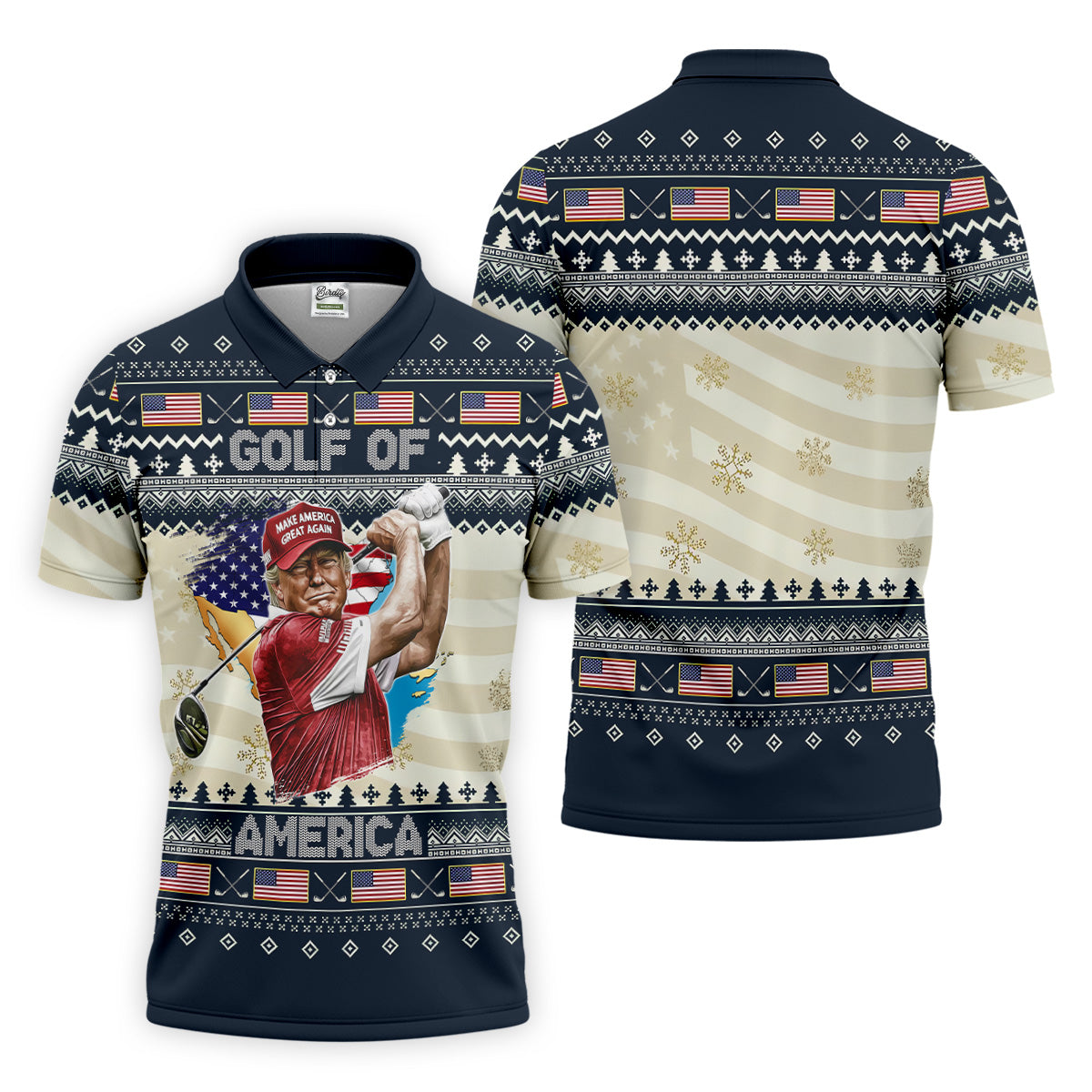 Trump Golf Of America Christmas Golf Shirt Men's Golf Polo Shirtny Golf Shirt, Dad Golf Gift