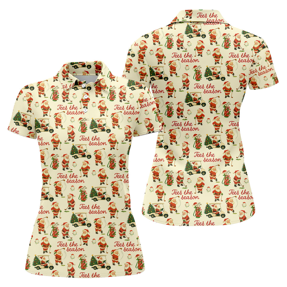 Tees The Season Funny Santa Claus Women Golf Top, Christmas Golf Shirt, Ladies Golf Shirts, Women's Golf Gifts