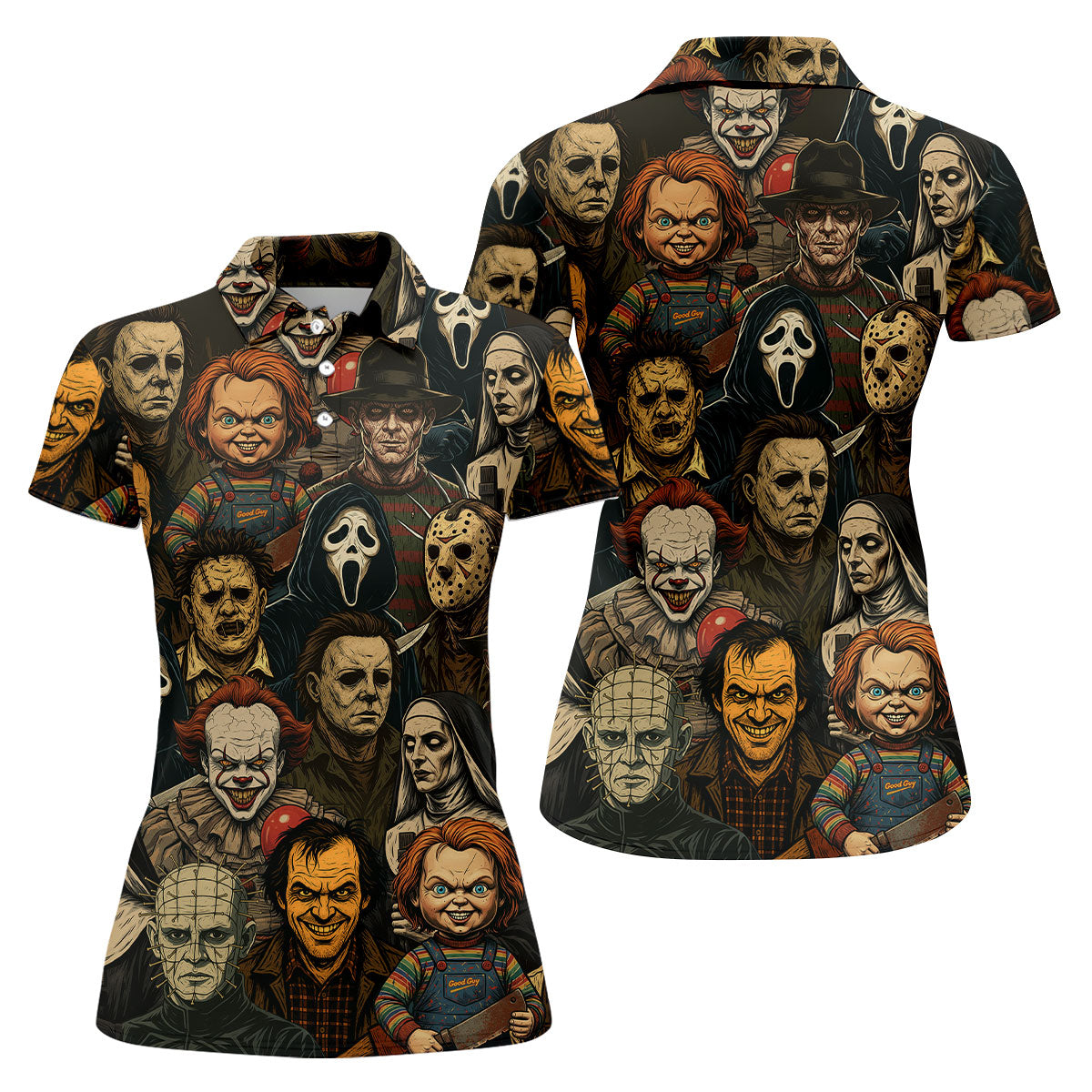 Horror Halloween Character Halloween Women Polo Shirt Ladies Golf Shirts, Halloween Golf Shirt