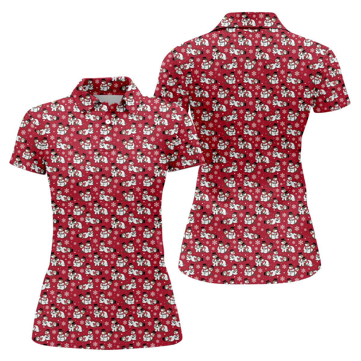 Naughty Snowman Red Golf Shirt, Christmas Golf Shirt, Fun Women's Golf Shirts, Ladies Golf Polos
