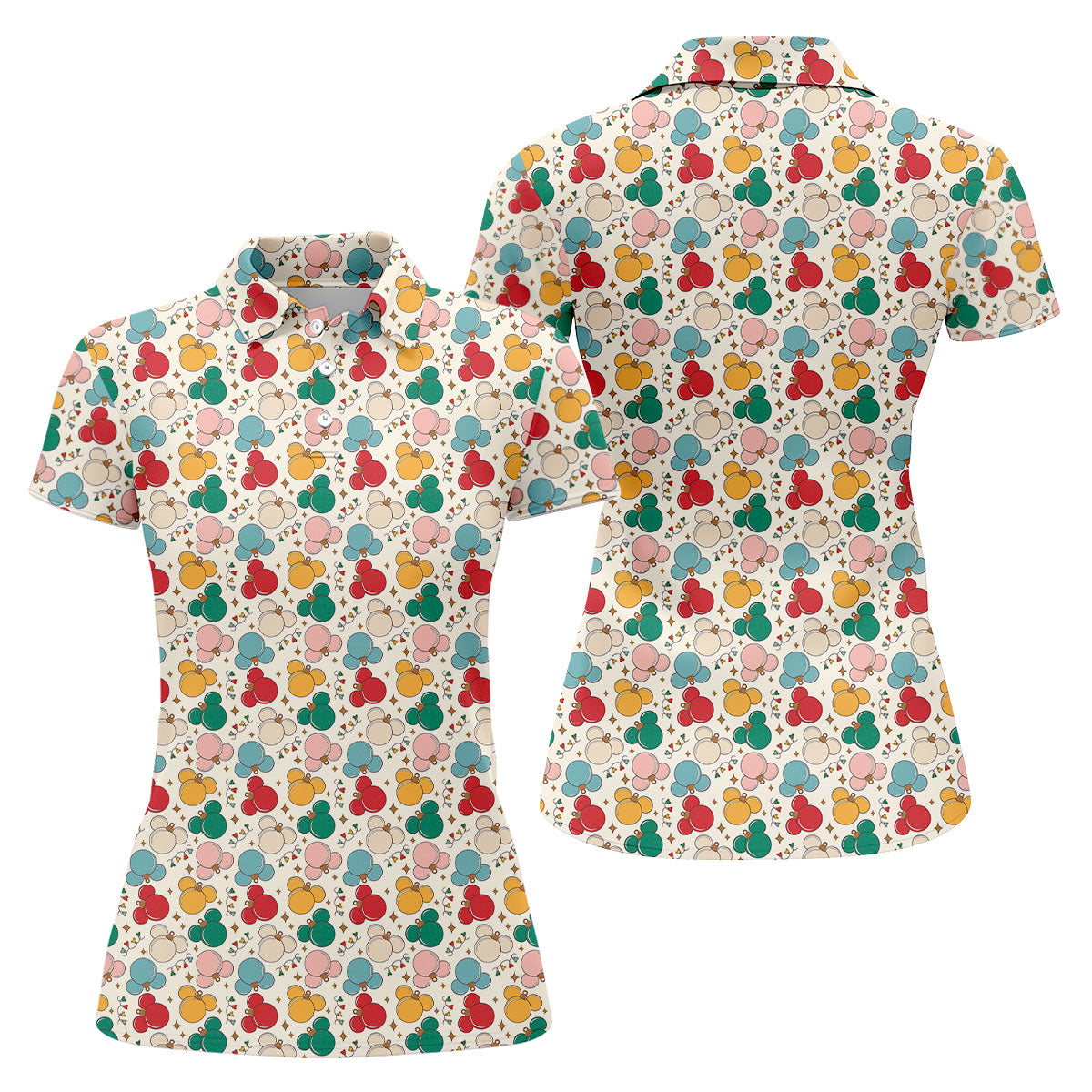 Colorful Christmas Fun Women's Golf Shirts, Gifts For Golf Lovers, Ladies Golf Polos, Christmas Golf Shirt