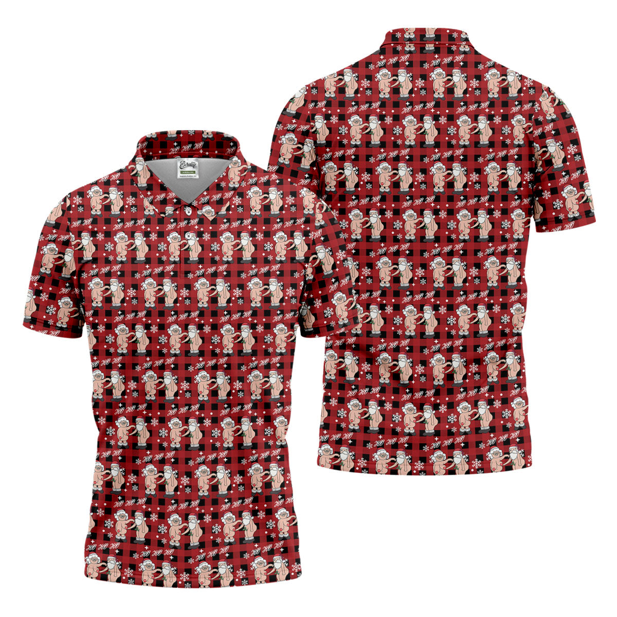 Ho Ho Ho Naughty Couple Funny Santa Christmas Golf Shirt, Fun Golf Shirts For Men, Polo Shirtor Men