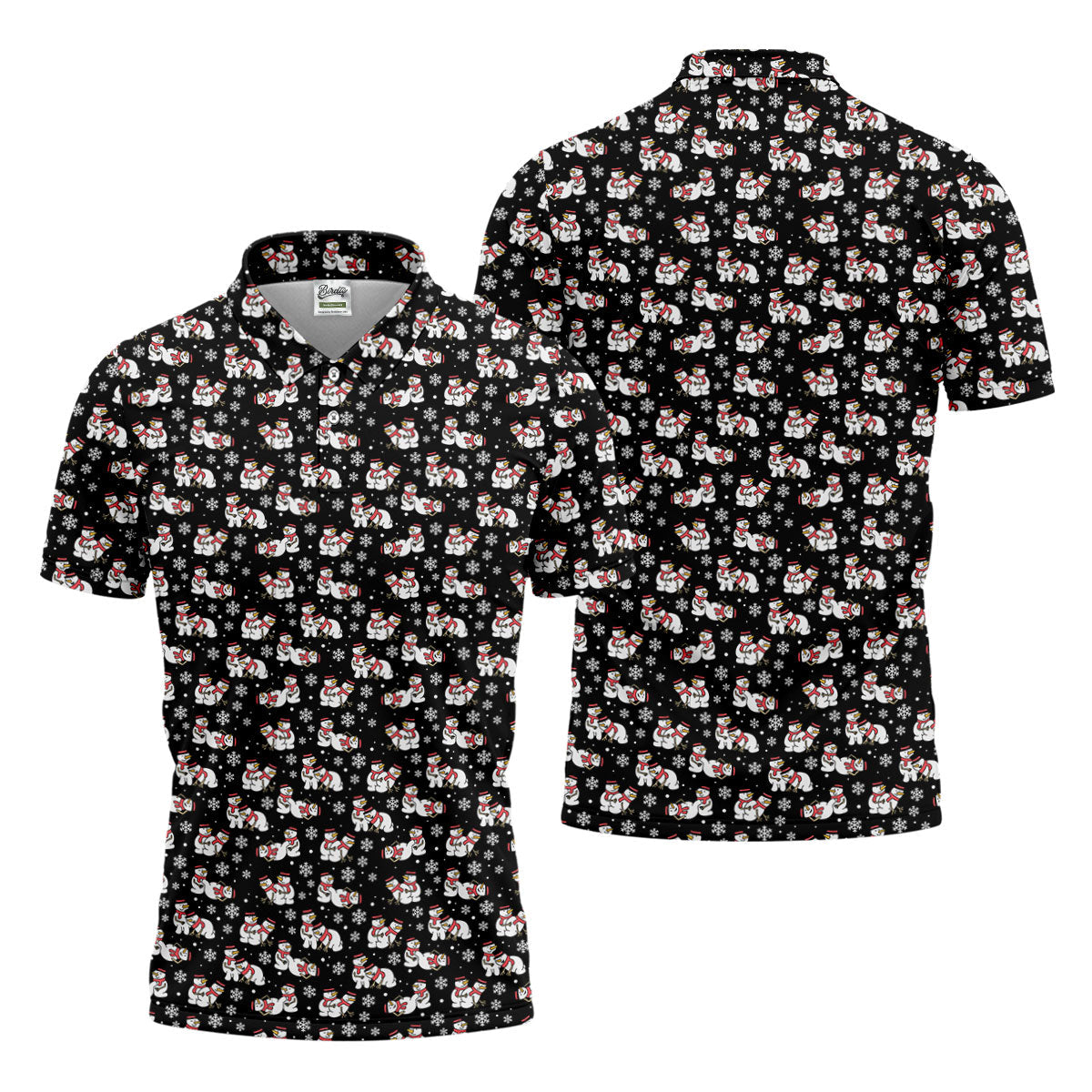Naughty Snowman Black Golf Shirt, Christmas Golf Shirt, Fun Golf Shirts For Men, Polo ShirtFor Men