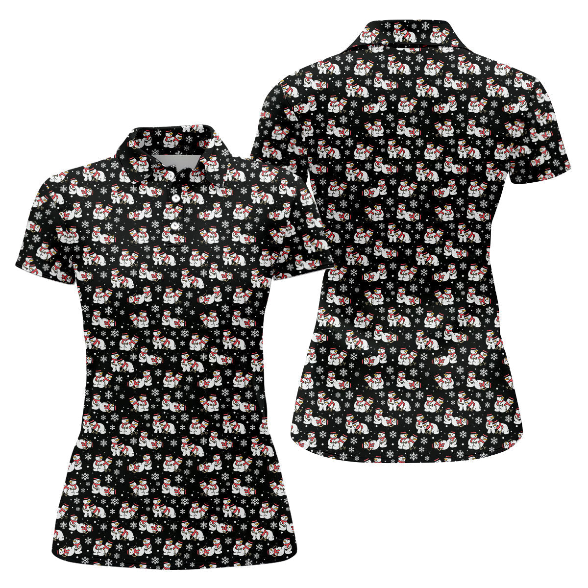 Naughty Snowman Black Golf Shirt, Christmas Golf Shirt, Fun Women's Golf Shirts, Ladies Golf Polos