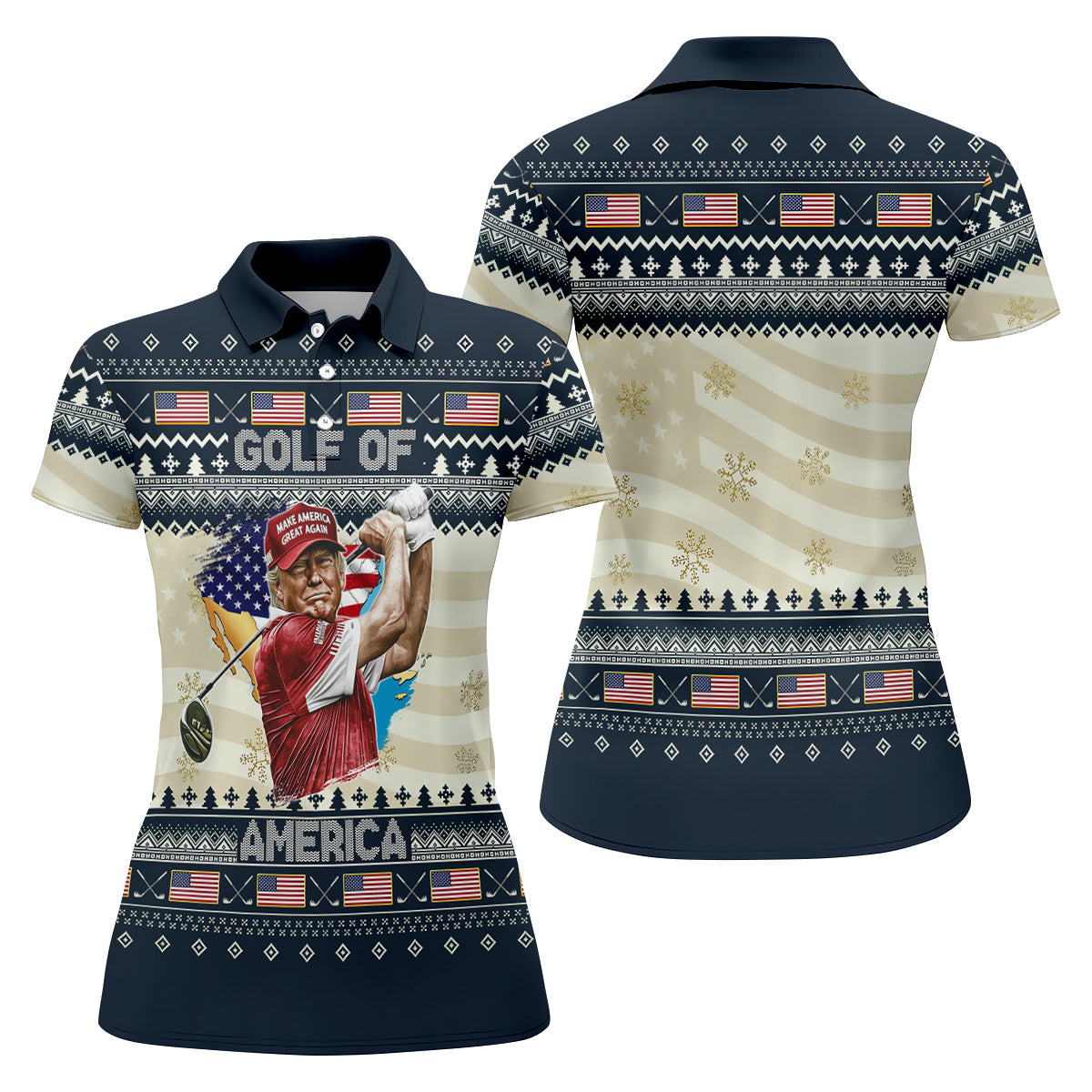 Trump Golf Of America Christmas Golf Shirt Women's Golf Clothes, Ladies Golf Shirts, Ladies Golf Polos