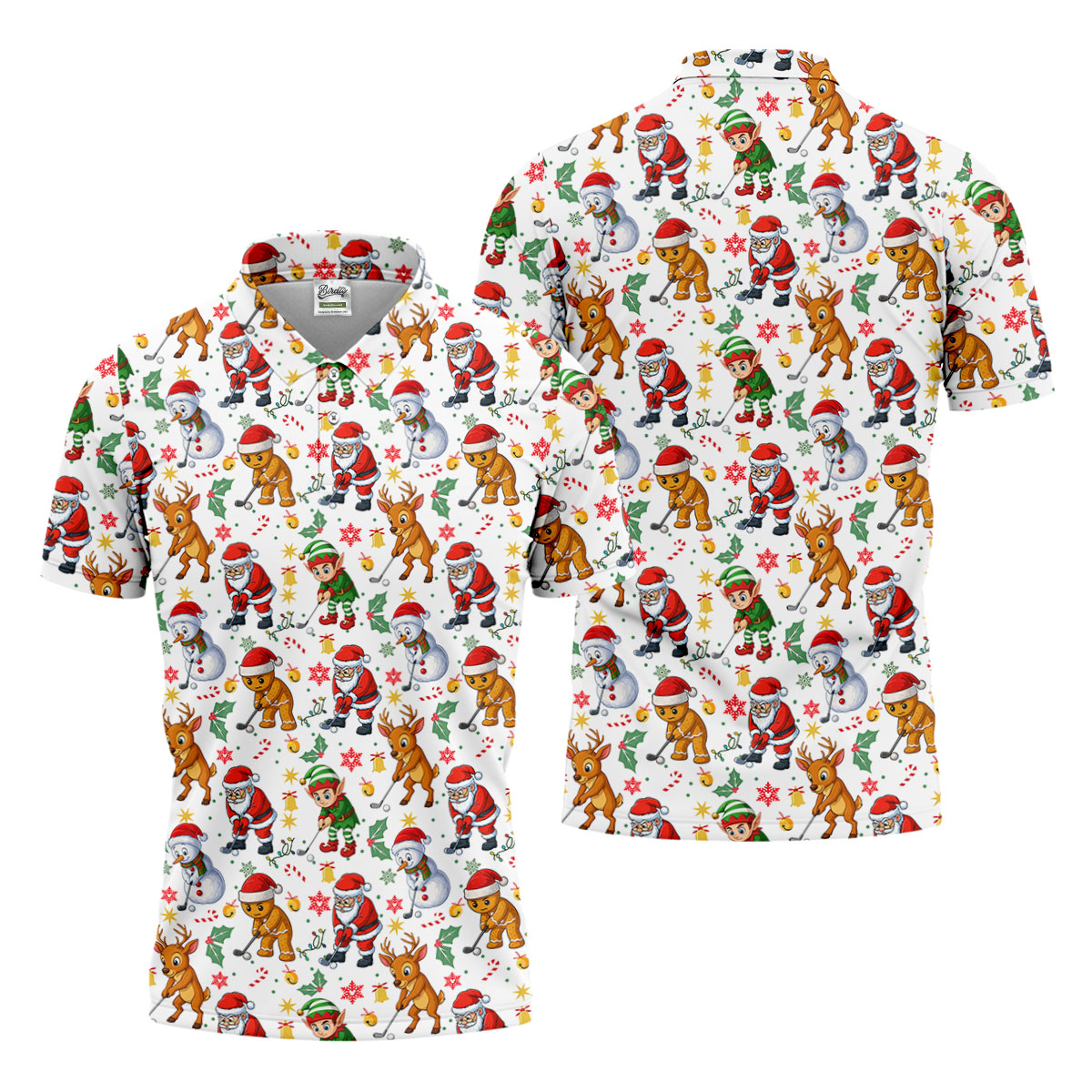 Funny Christmas Characters Golf Tops For Men, Cute Golf Outfit, Fun Golf Shirts For Men, Christmas Golf Shirt