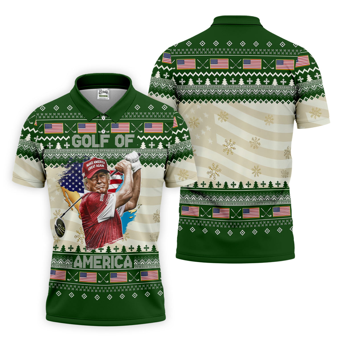 Trump Golf Of America Christmas Golf Shirt Men's Funny Golf Polo Shirtque Gift For Golfer, Christmas Golf Gift