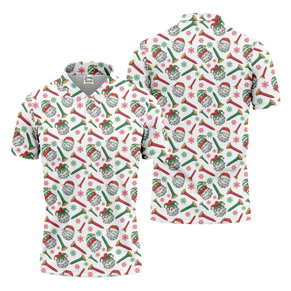 Funny Golf Ball Christmas Golf Shirt, Men's White Polo, Christmas Golf Gift, Golfing Apparel