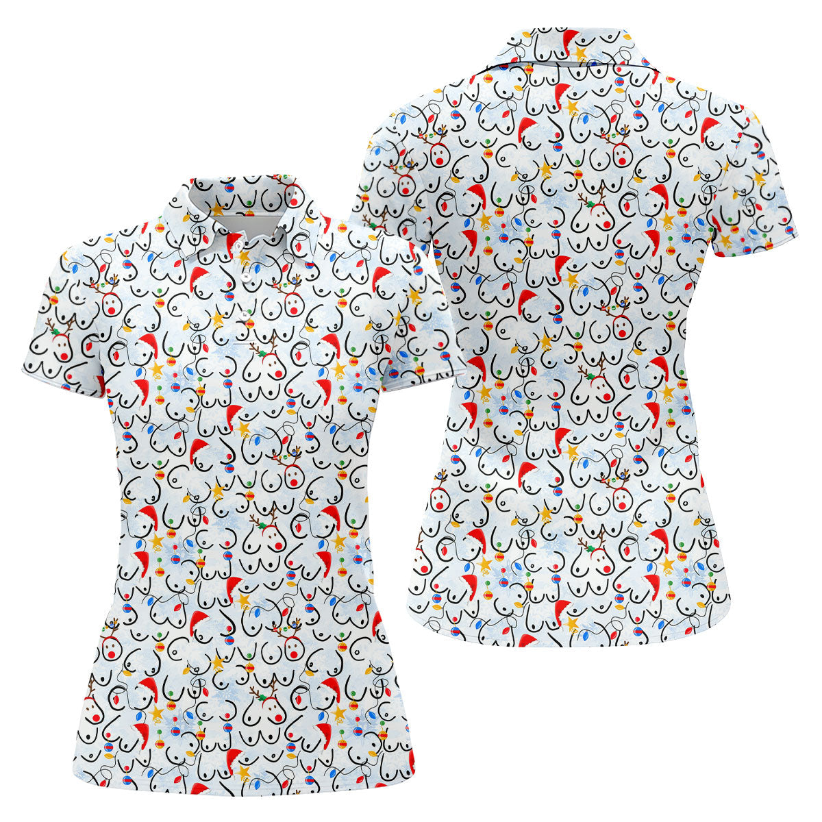 Naughty Christmas Fun Women's Golf Shirts, Christmas Golf Shirt, Ladies Golf Tops, Ladies Golf Gift Ideas