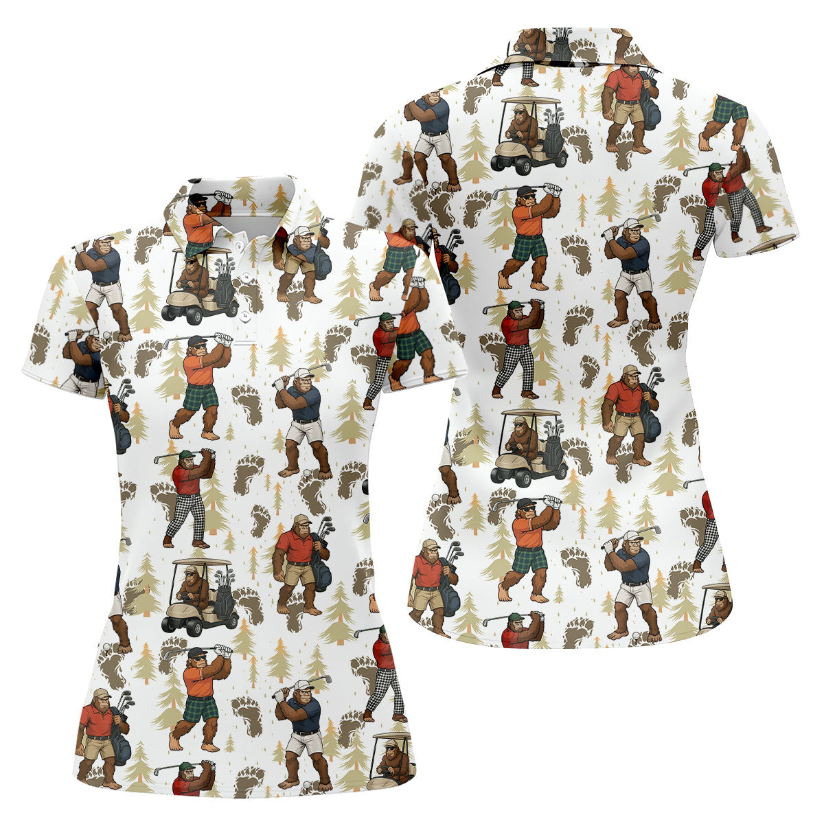 Bigfoot Fun Women's Golf Shirts, Bigfoot Footage Women's Golf Tops, Unique Gift For Golfer