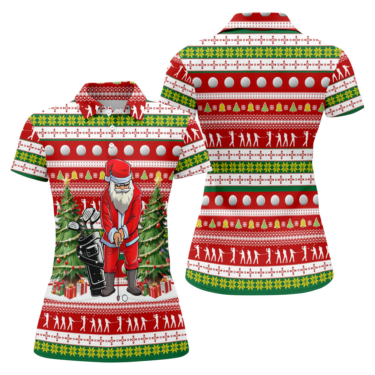 The Santa Claus Golf Pose Christmas Golf Shirt, Fun Women's Golf Shirts, Christmas Presents For Golfers