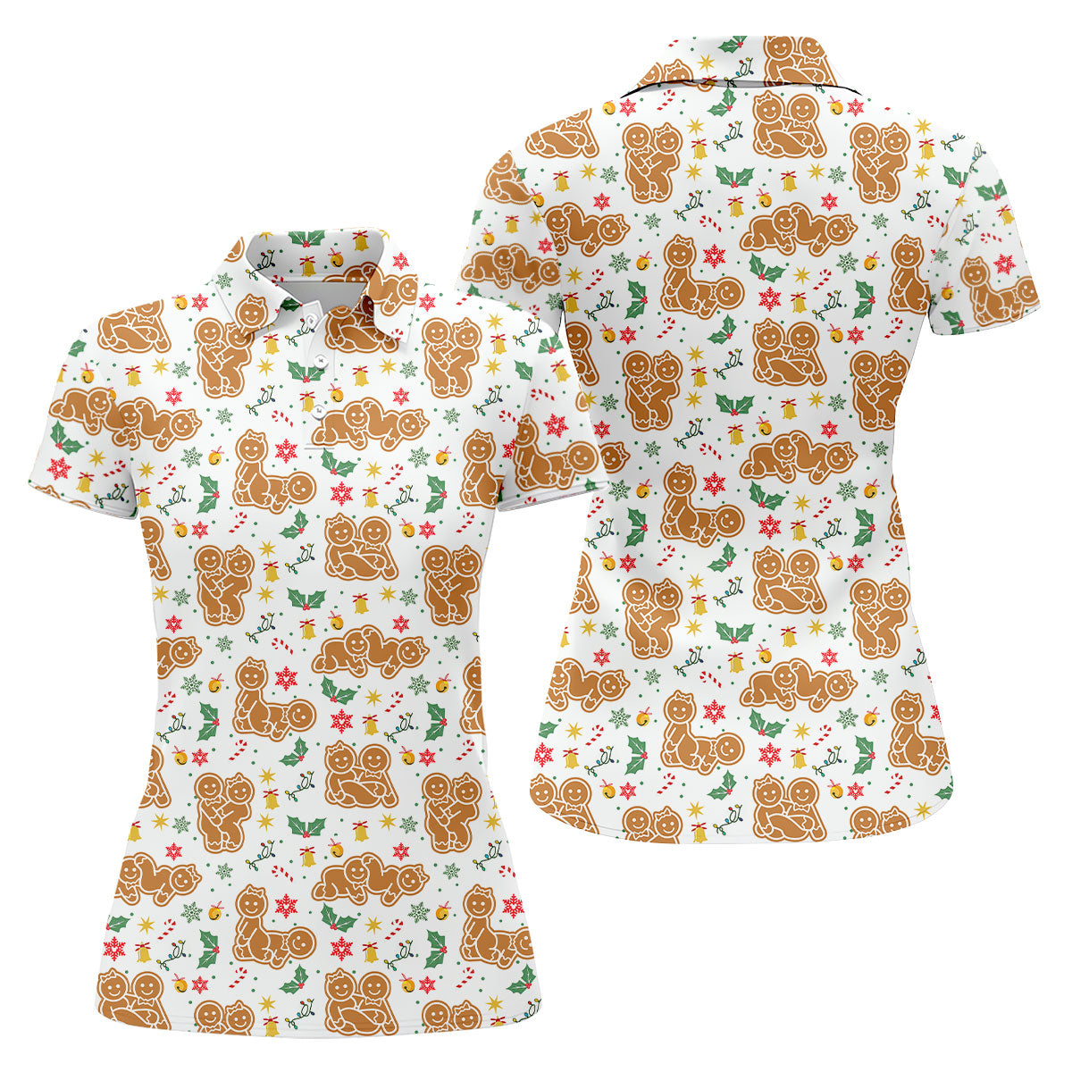 Naughty Gingerbread Christmas Golf Shirt, Fun Women's Golf Shirts, Ladies Golf Tops, Christmas Golf Gift