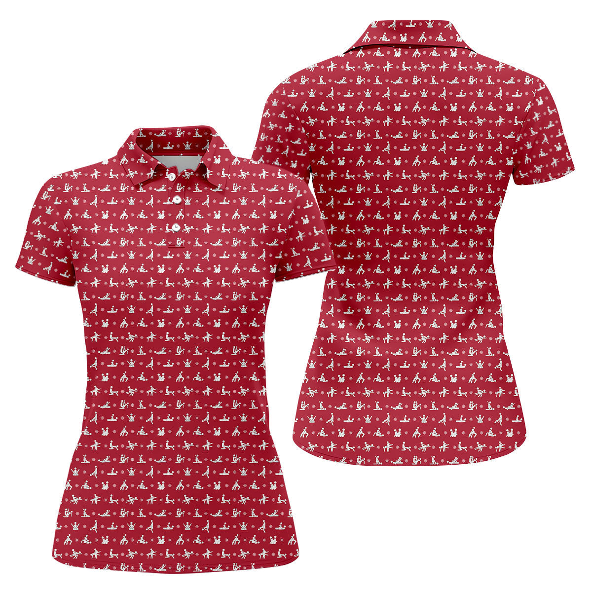 Funny Stick Figure Naughty Couple Red Golf Shirt, Valentines Golf Gift, Ladies Golf Polos, Golf Gifts For Women