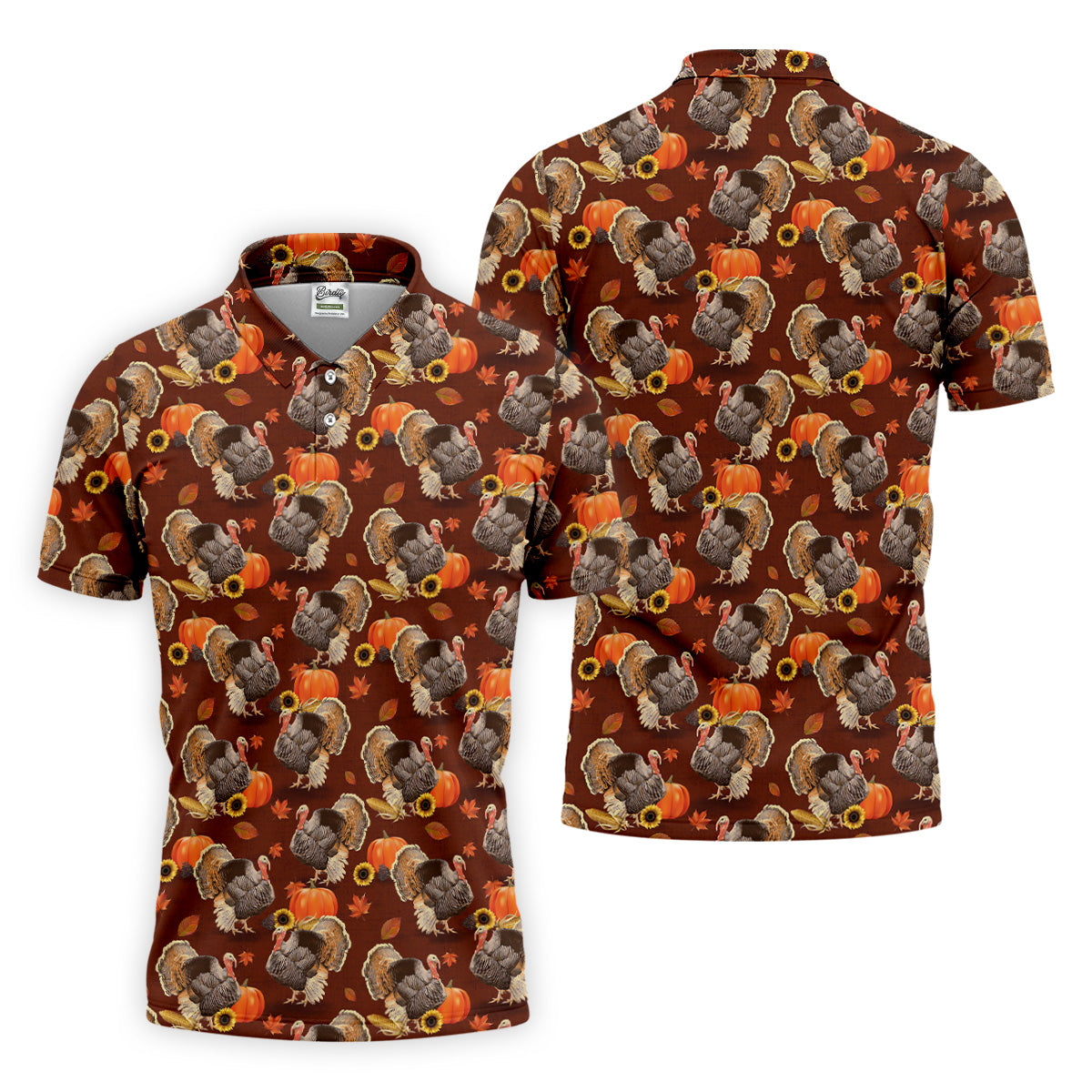 Thanksgiving Day Autumn Turkey Golf Shirt, Fun Golf Shirts For Men, Golfing Apparel, Golf Shirts For Men