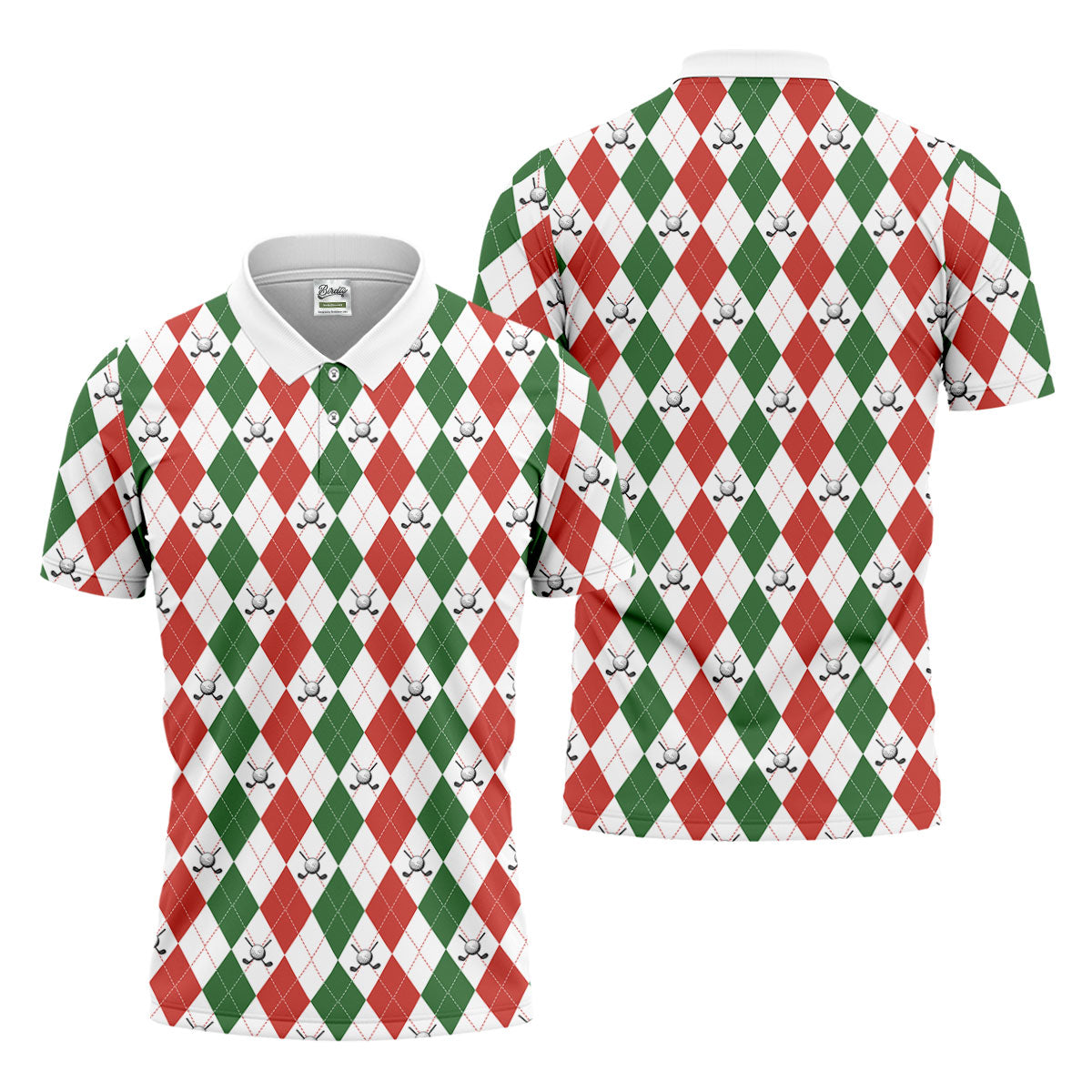 Christmas Plaid Argyle Pattern Golf Polo ShirtChristmas Golf Gift, Polo ShirtFor Men, Golfing Apparel
