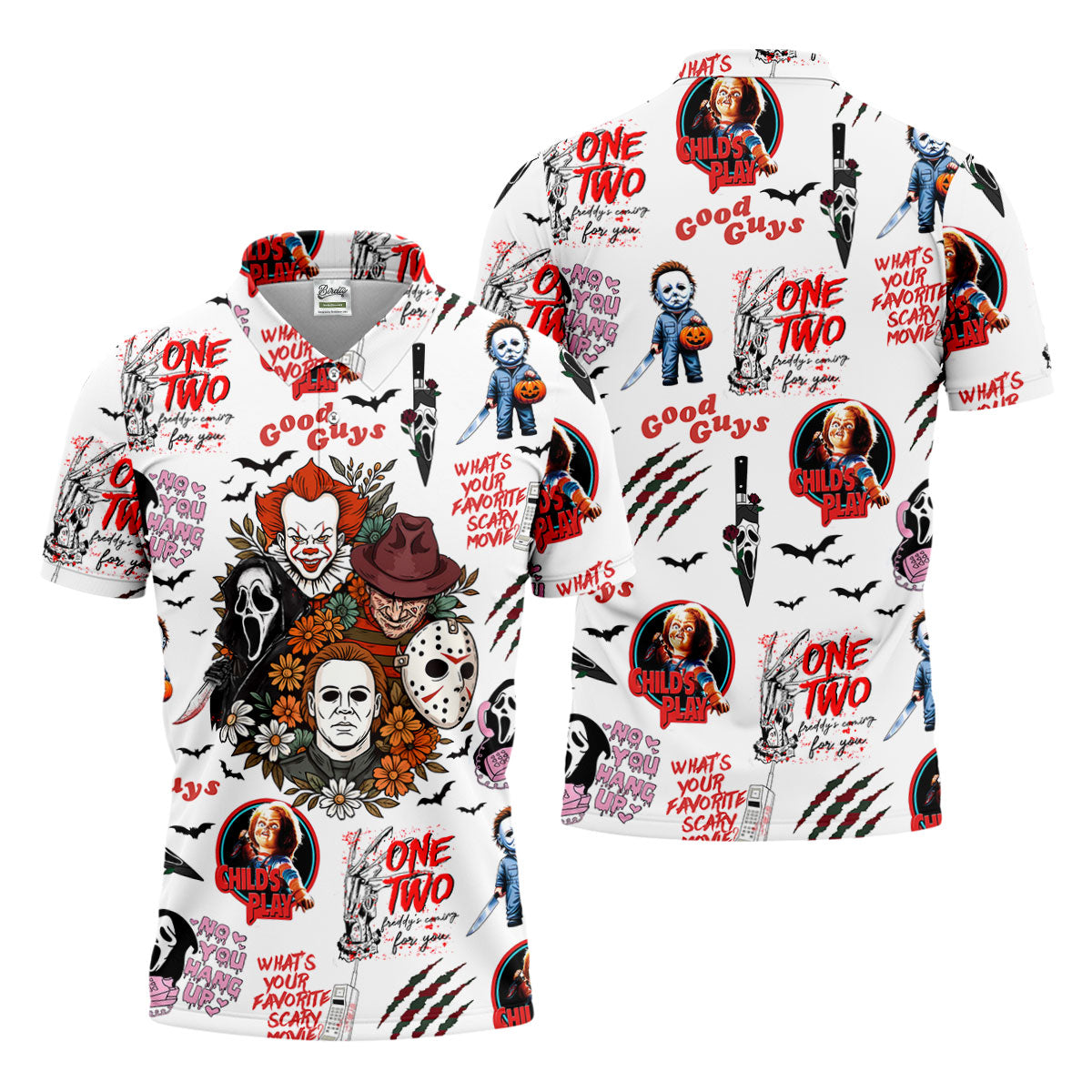 Horror Halloween Character Halloween Golf Shirt, Cool Golf Gift For Horror Fan, Polo ShirtFor Men