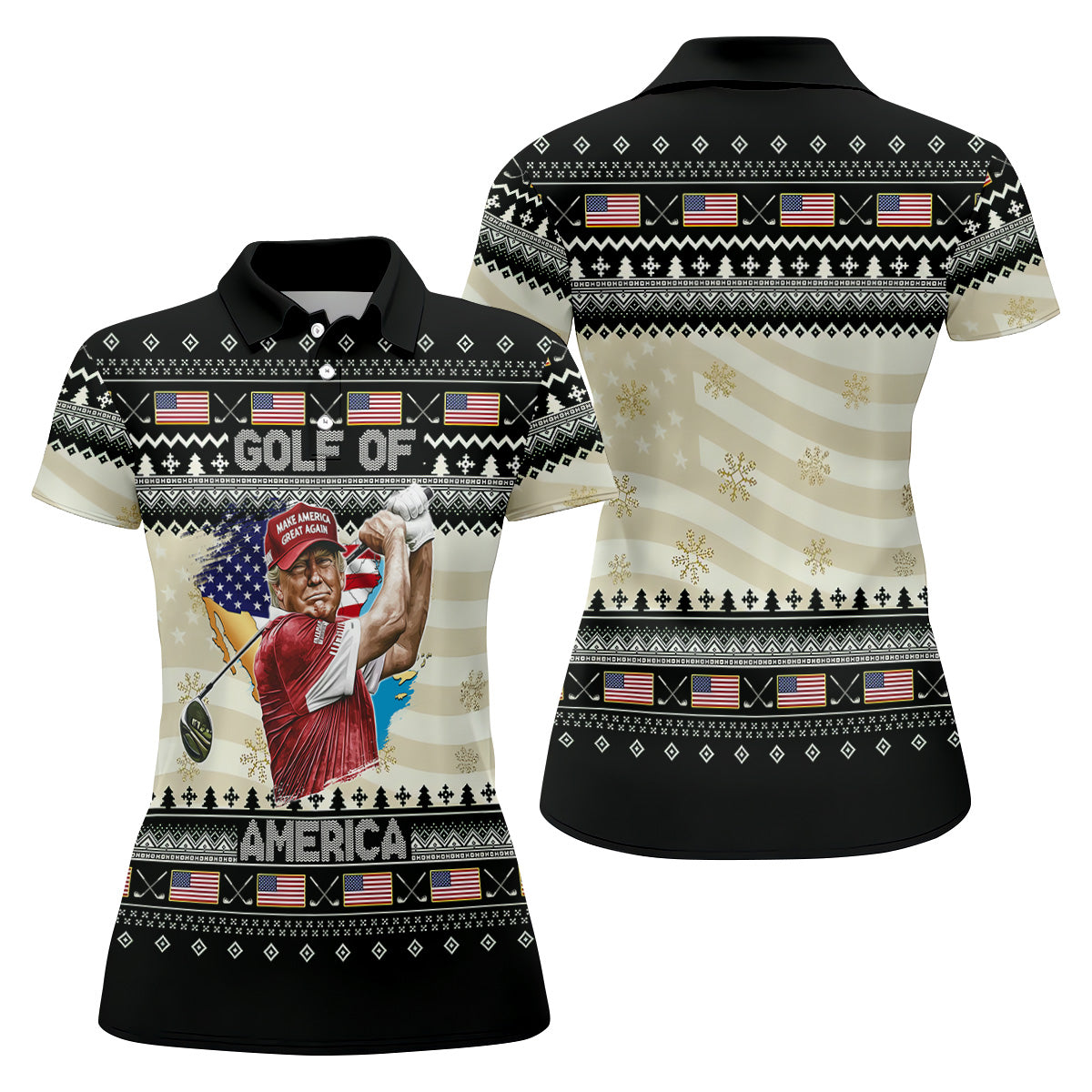 Trump Golf Of America Christmas Golf Shirt Women's Golf Shirts, Unique Gift For Golfer, Ladies Golf Polos
