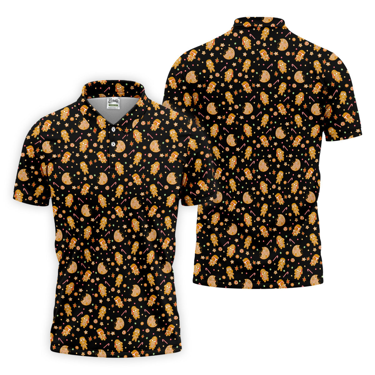 Funny Gingerbread Galaxy Character Golf Tops For Men, Christmas Golf Shirt, Polo ShirtFor Men