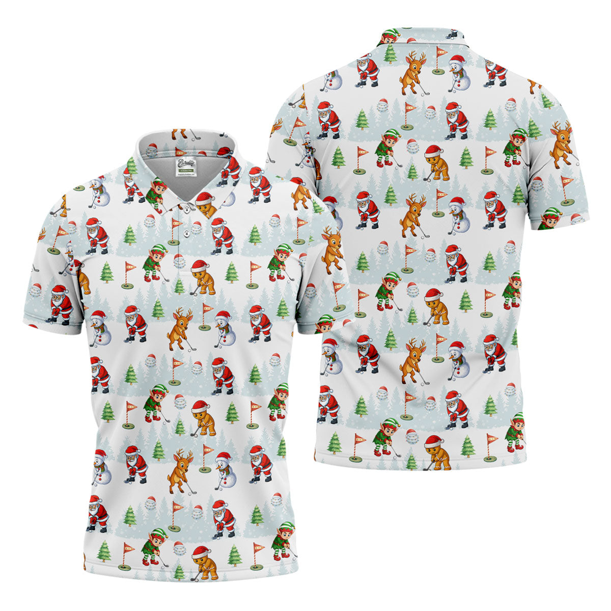 Classic Christmas Characters Golf Tops For Men, Cute Golf Outfit, Fun Golf Shirts For Men, Christmas Golf Shirt