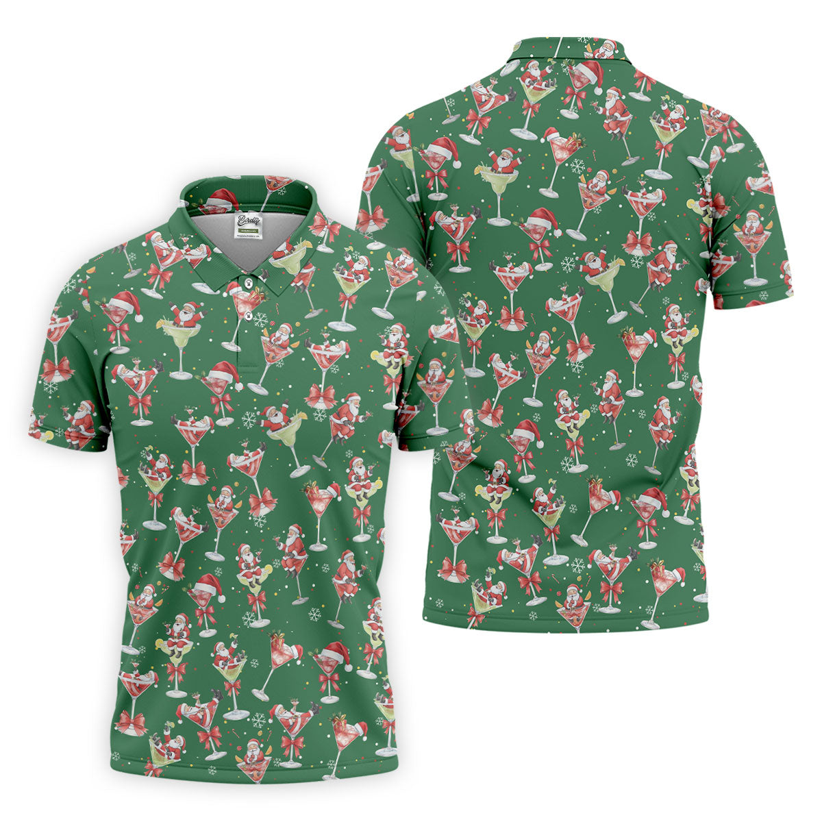 Santa Claus Margarita Christmas Shirt Golf Polo Shirt Unique Gift For Golfer, Fun Golf Shirts For Men