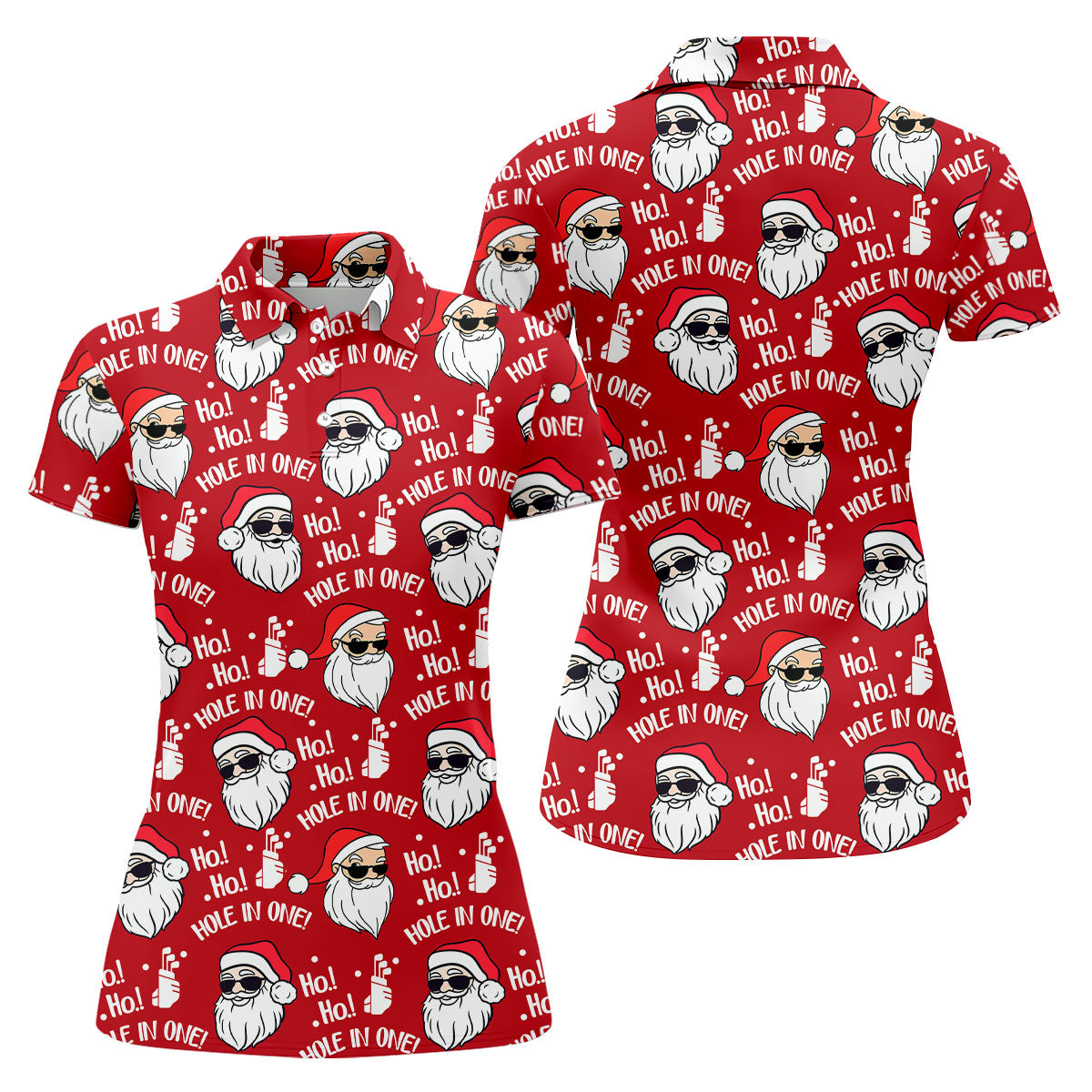 Ho Ho Hole In One Funny Santa Red Christmas Women Golf Top, Christmas Golf Shirt, Ladies Golf Shirts