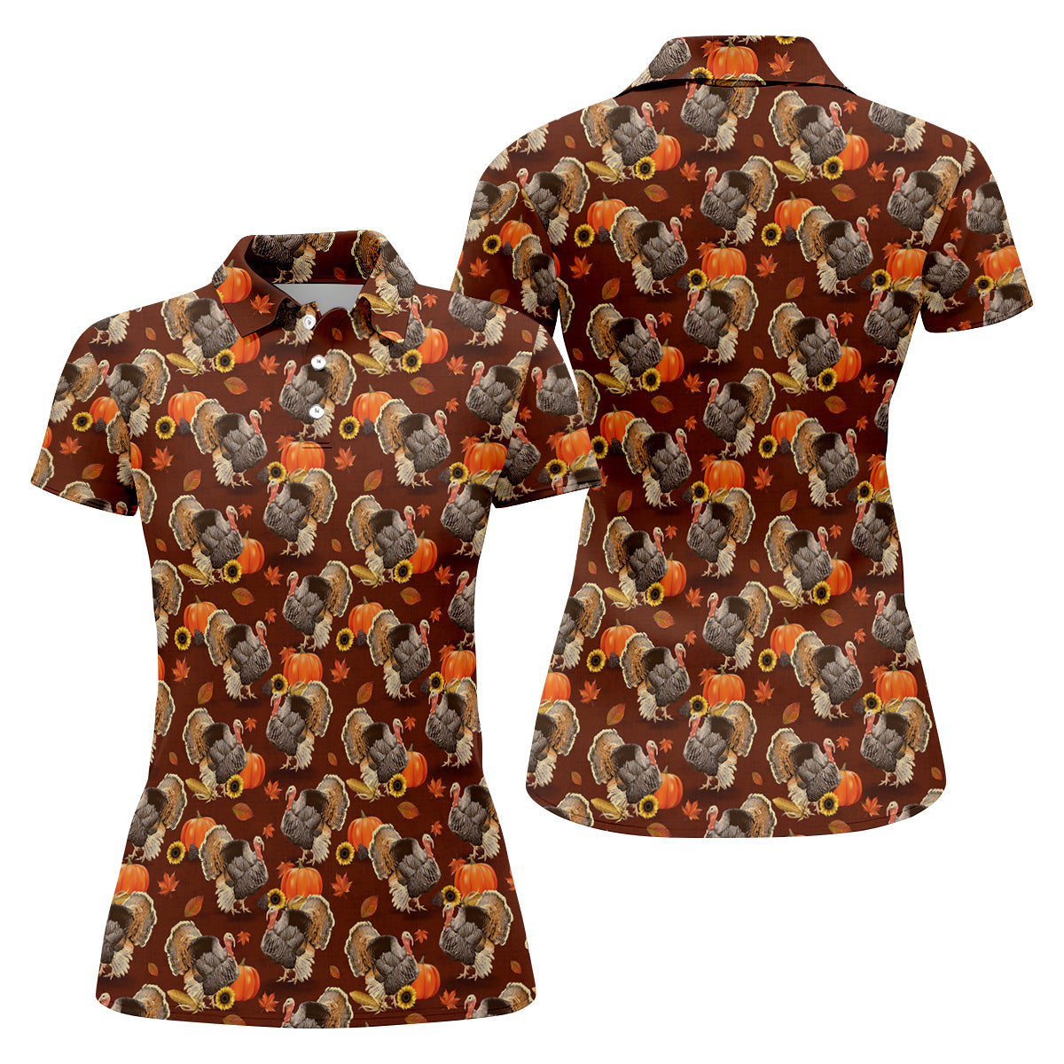 Thanksgiving Day Autumn Turkey Golf Shirt, Women Golf Top, Ladies Sleeveless Tops, Women's Golf Shirts