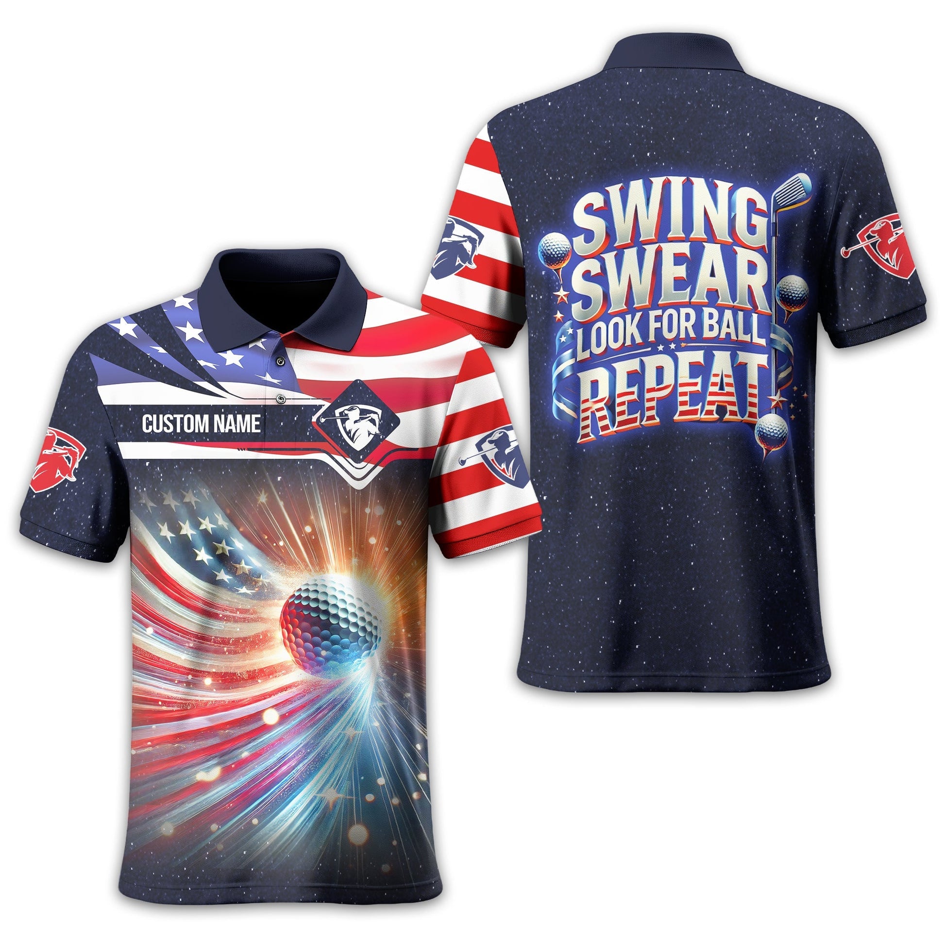 Swing Swear Look For Ball Repeat, Personalized Golf Shirt, Cool Golf Gifts