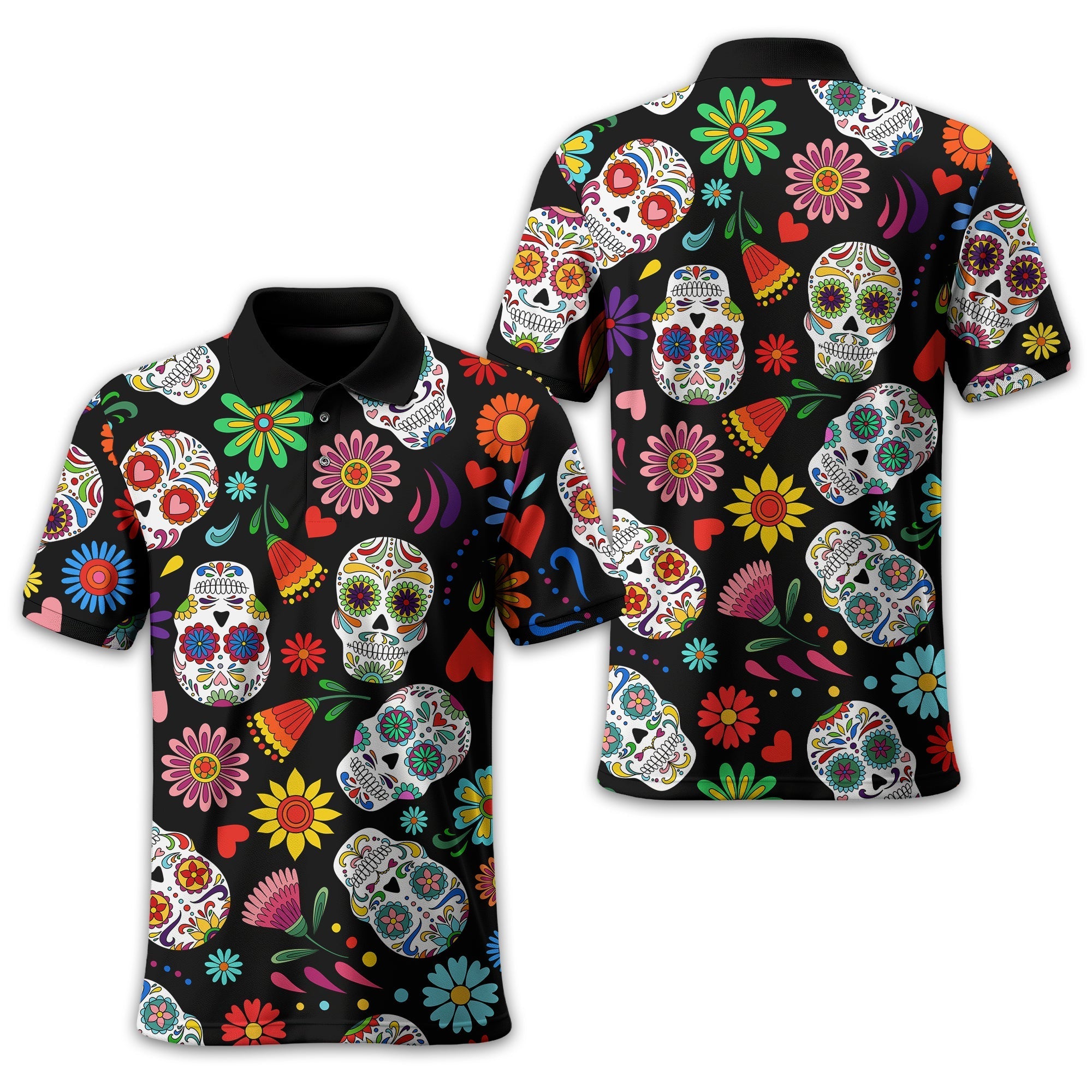 Fiesta Feeling Skull Men's Golf Polo ShirtFunny Golf Shirt, Gift For Golfers