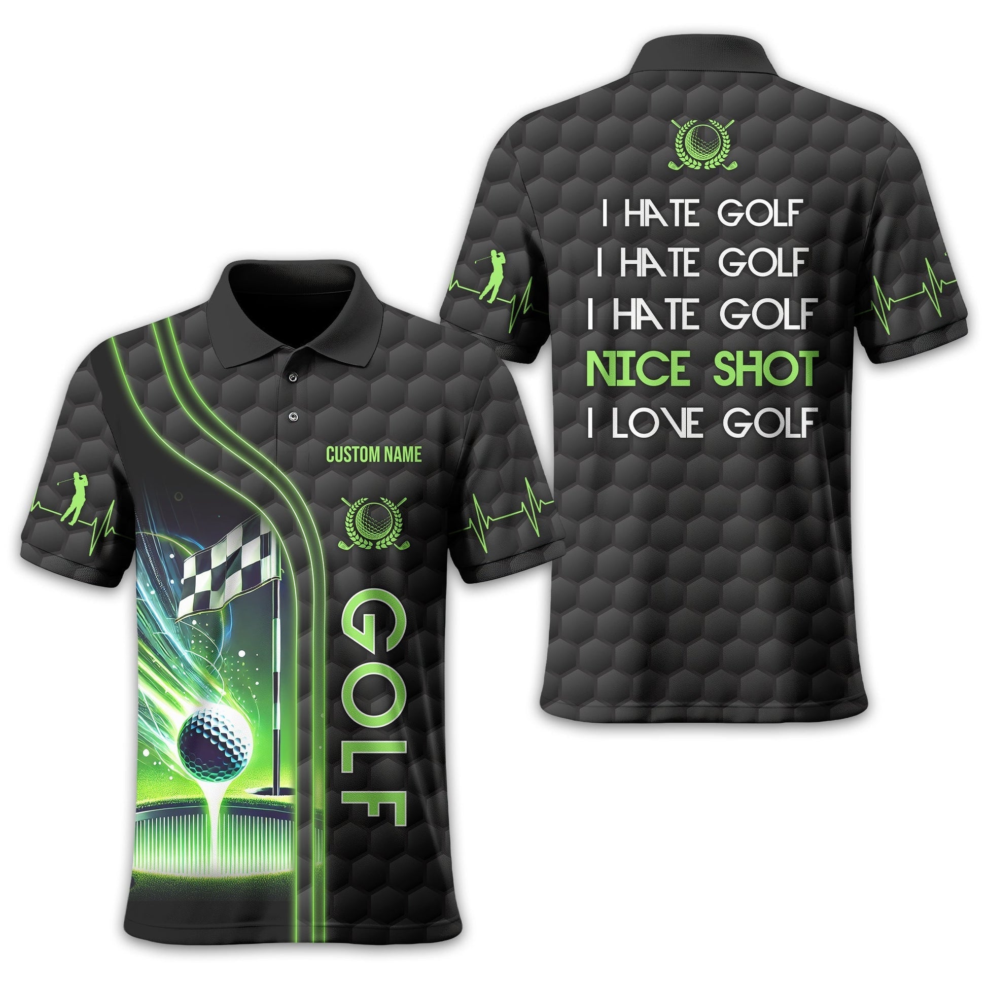I Hate Golf Nice Shot I Love Golf, Personalized Golf Shirt, Unique Gift For Golfer, Funny Golf Polo Shirt