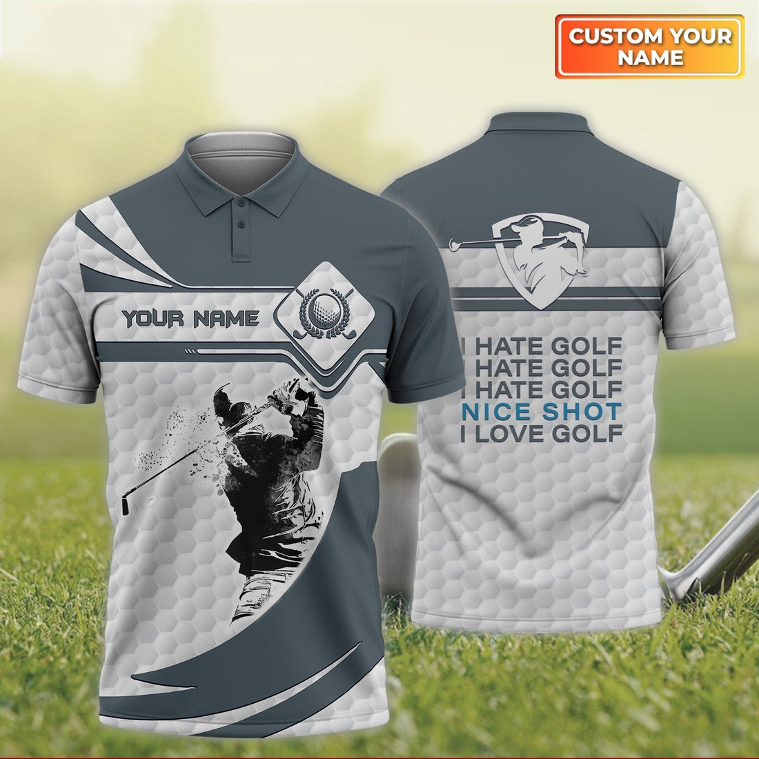 I Hate Golf Golf Men's Golf Polo ShirtGolfing Apparel, Mens Golf Gift, Funny Golf Shirt