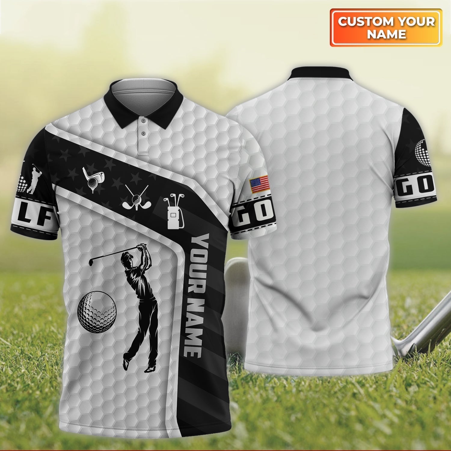 Black and White Golf Men's Golf Polo Shirtfing Apparel, Mens Golf Gift, Funny Golf Shirt