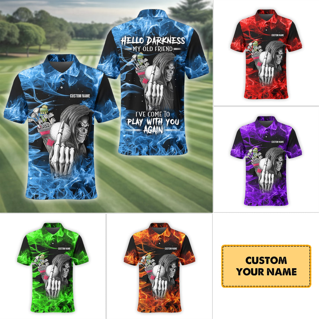 Hello Darkness My Old Friend Personalized Golf Polo ShirtGolf Shirt For Men, Gift For Golfers