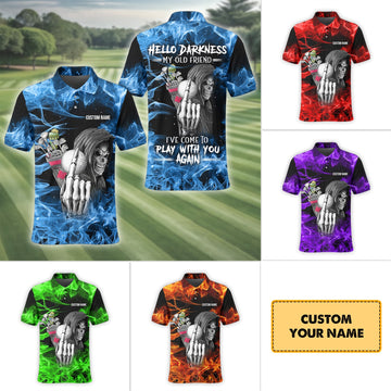 Hello Darkness My Old Friend Personalized Golf Polo ShirtGolf Shirt For Men, Gift For Golfers