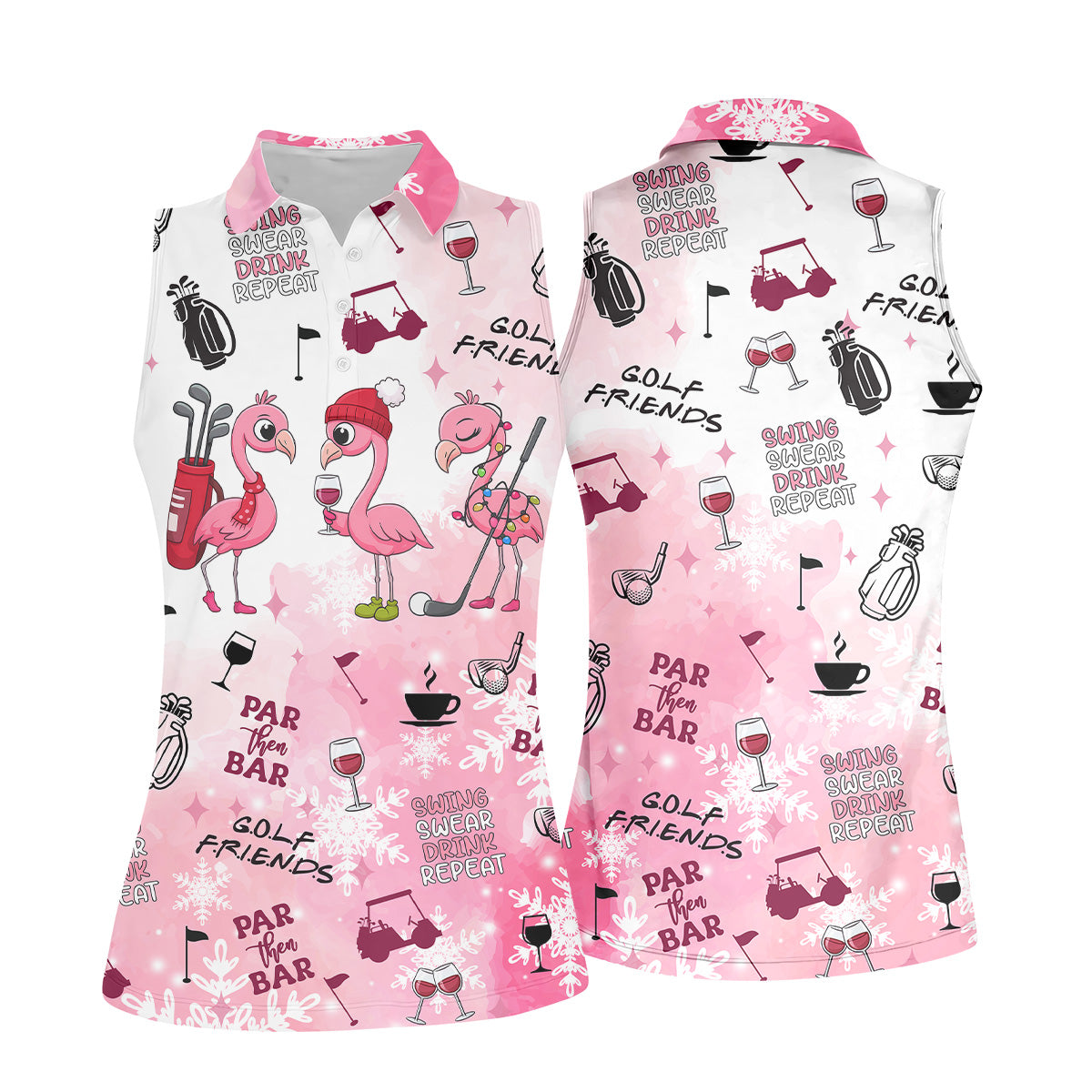 Golf Friends Par Then Bar Flamingo Golf Shirt, Women's Pink Golf Polo, Ladies Golf Shirts, Christmas Golf Shirt