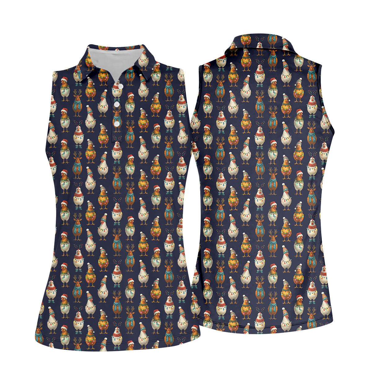 Funny Chicken Christmas Polo Shirt Unique Gift For Golfer, Ladies Golf Shirts, Golf Gifts For Women