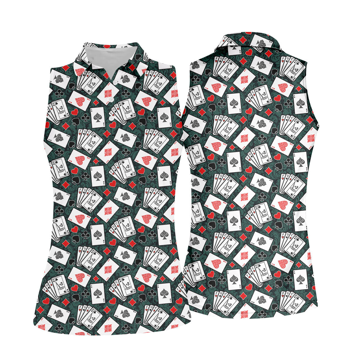 Playing Cards Pattern Casino Themed Ladies Golf Shirts, Golf Shirt For Women, Ladies Golf Polos
