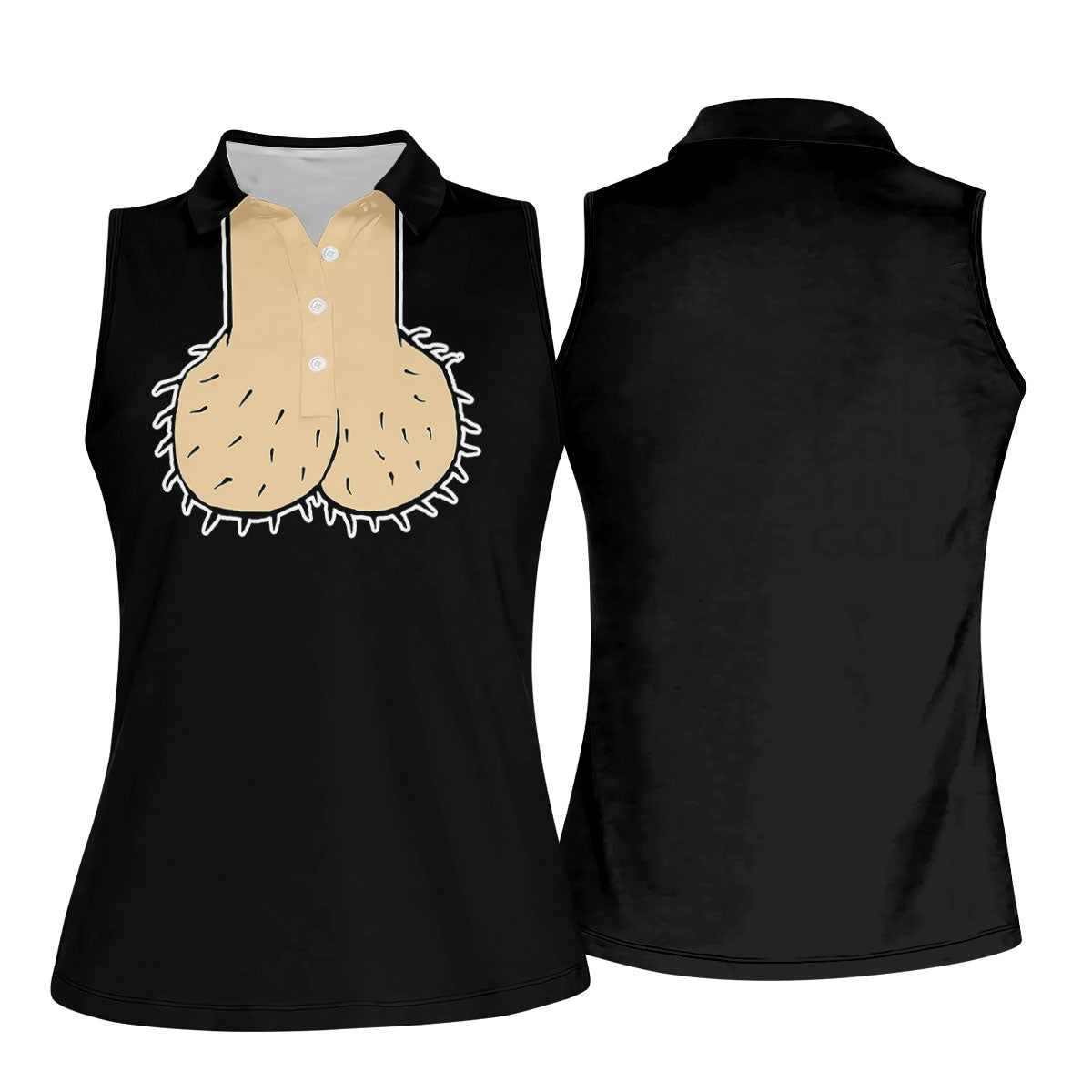 Black Funny Dickhead Faux Chest Golf Shirt, Women's Golf Tops, Ladies Golf Shirts