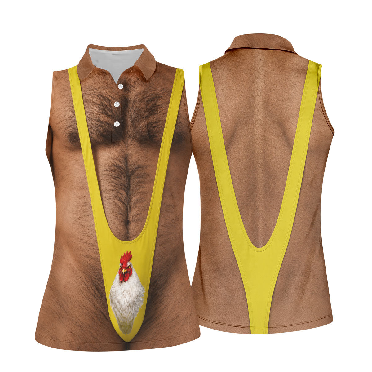 Funny Chicken Yellow Singlet Body Golf Shirt, Women’s Golf Polo, Printed Golf Shirt